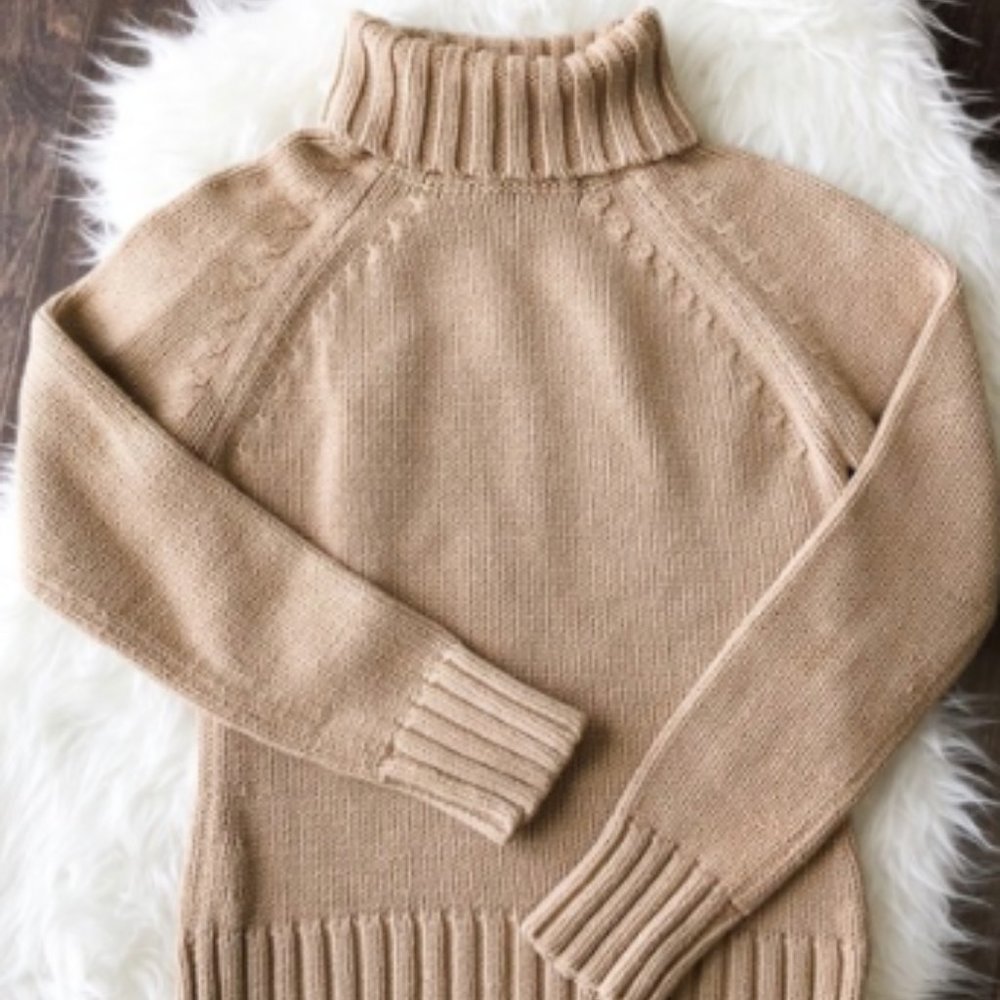 Gap Camel Chunky Knit Turtleneck Sweater